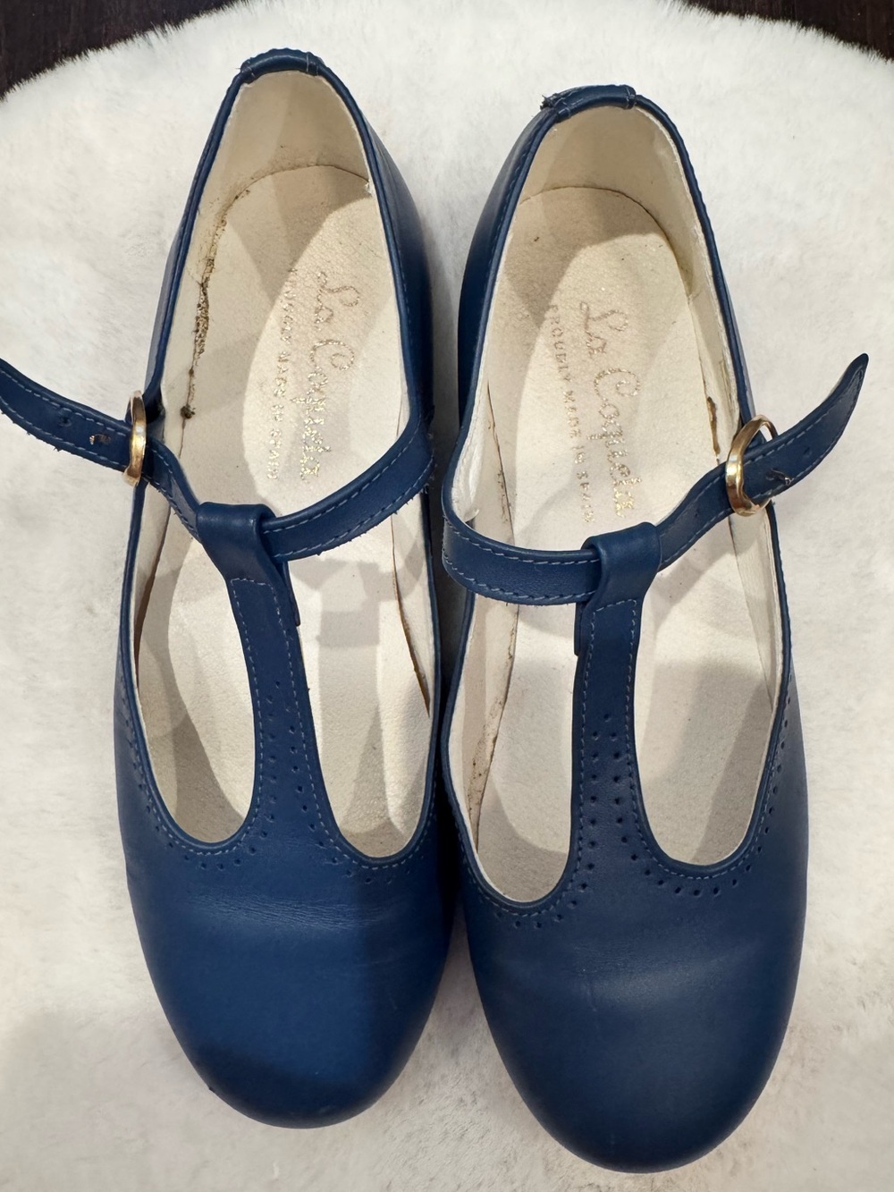 ✨ La Coqueta London Navy Blue Leather T-Strap  | EU 33 / US Kids 2-2.5 |  🇪🇸💙